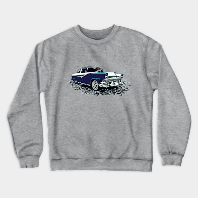 56 Ford Crown Victoria, 1956 blue and white Crown Vic Crewneck Sweatshirt by ZoeysGarage